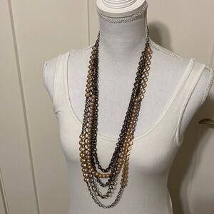 Gorgeous NWOT Multi Chain Rose Gold Tone & Antiqued Gold Tone Necklace!